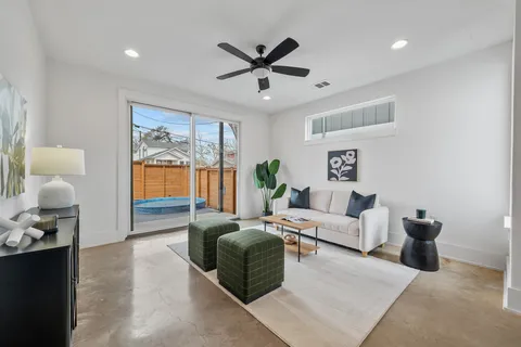 a living room with furniture