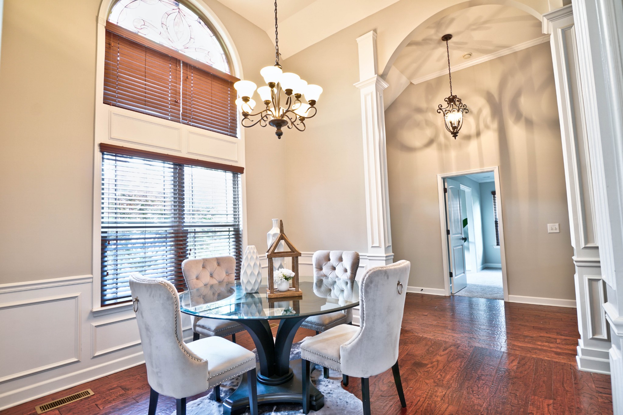 221 Abbey Road Lebanon, TN 37090 - Photo 20 of 36 a view of a dining room with furniture a chandelier and wooden floor