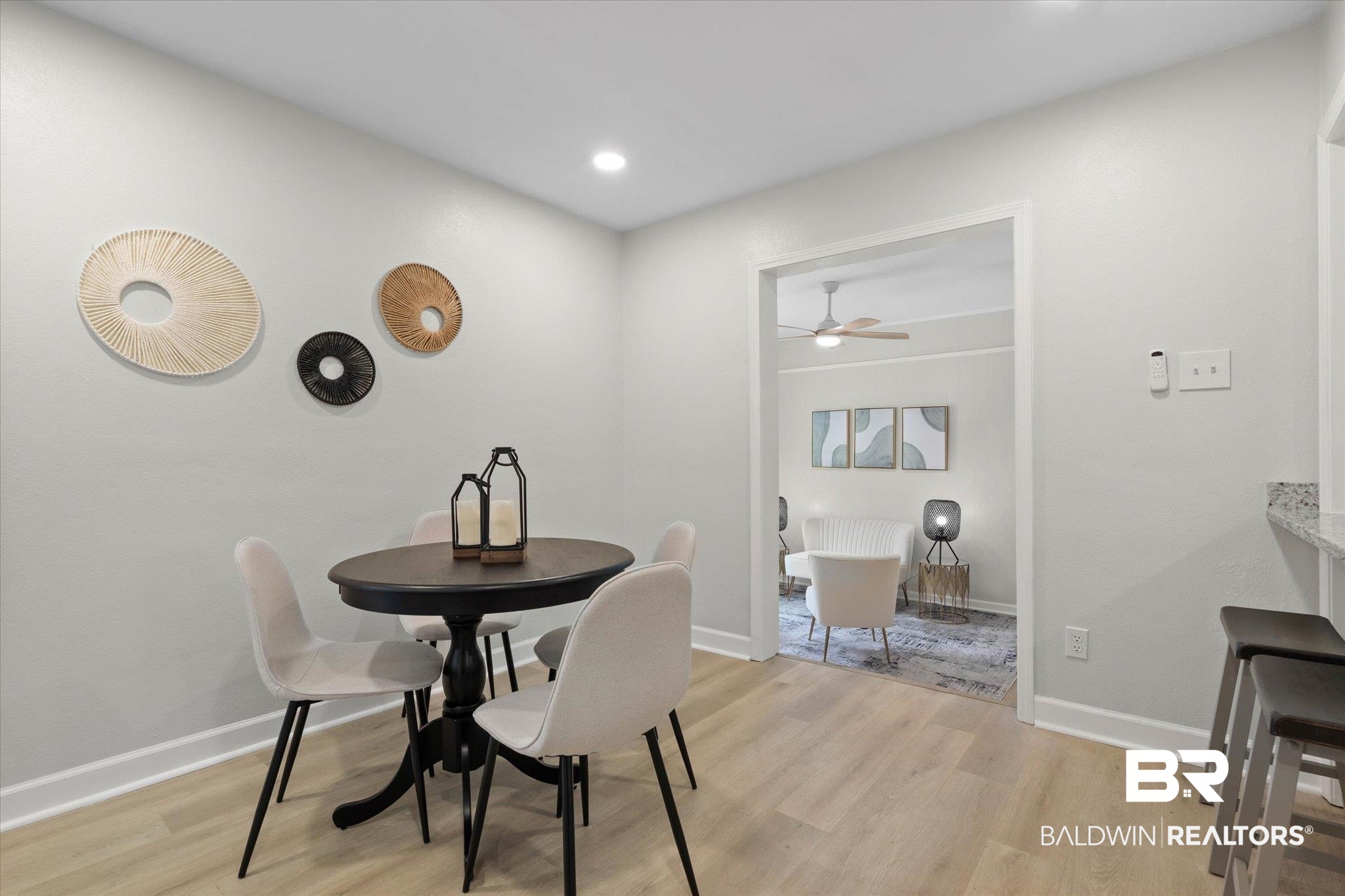 3512 Spring Hill Avenue Mobile, AL 36608 - Photo 9 of 20 Dining area with light wood finished floors, a ceiling fan, and recessed lighting