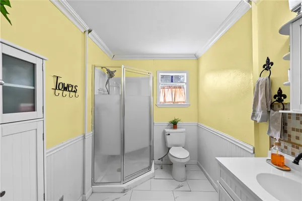 a bathroom with a shower