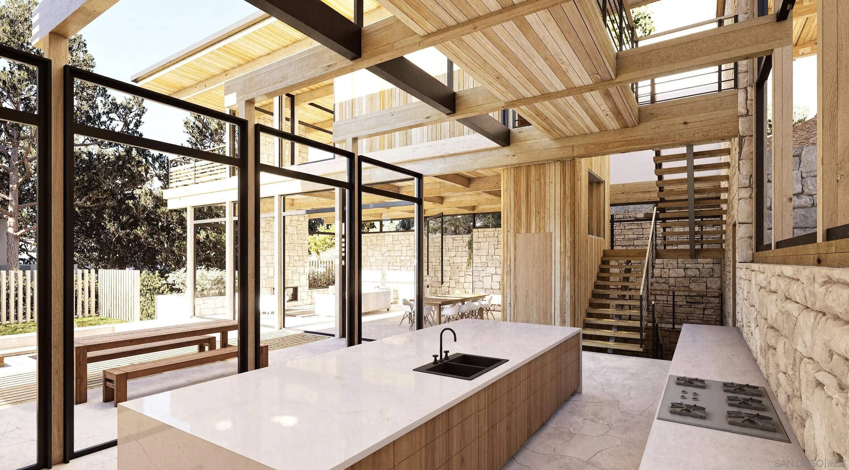 0 Hidden Pines Road Del Mar, CA 92014 - Photo 11 of 28 a kitchen with stainless steel appliances kitchen island granite countertop a sink and a refrigerator