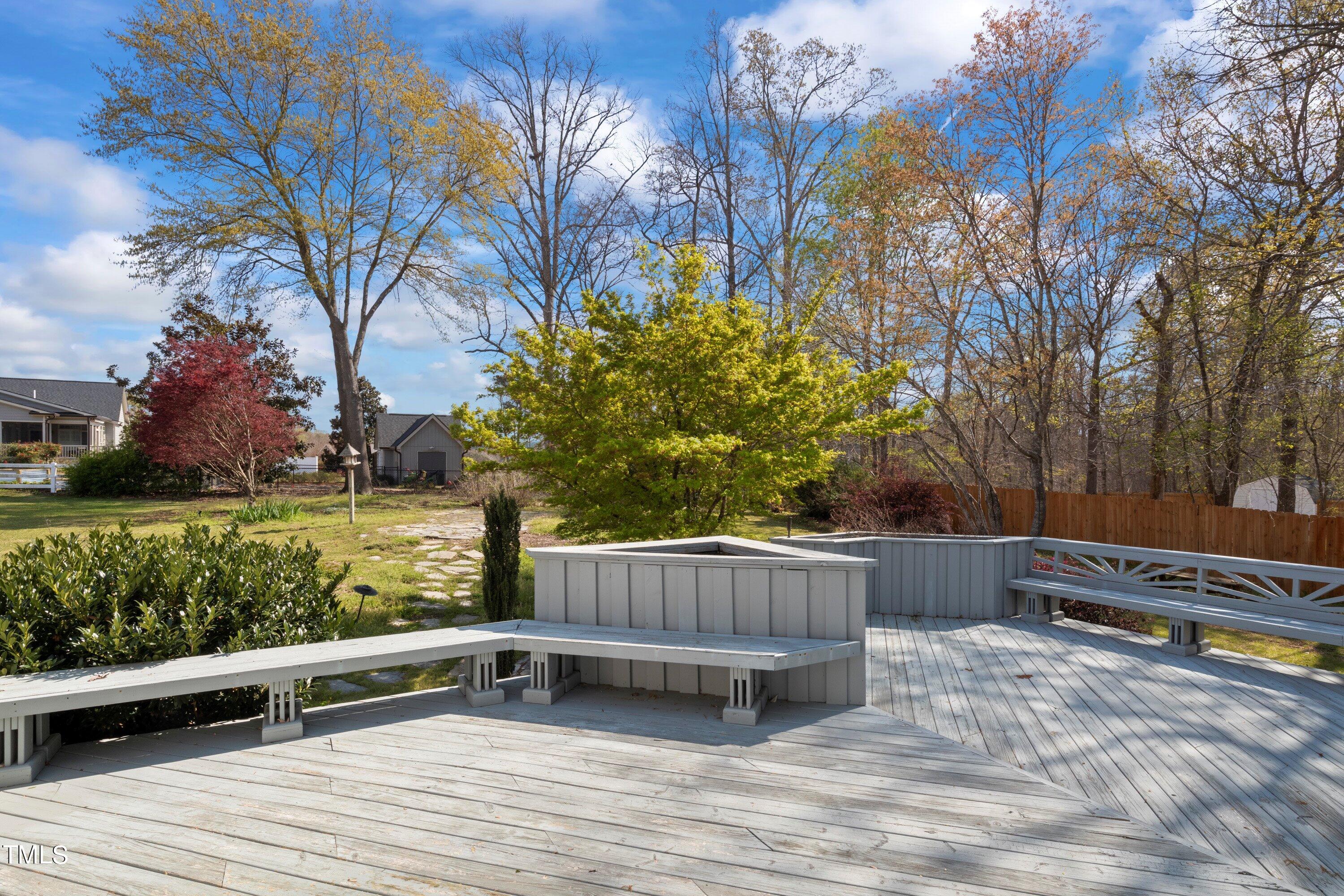 671 Old Evans Road Garner, NC 27529 - Photo 30 of 44 a view of balcony with wooden floor and outdoor seating