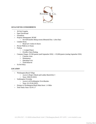 $1,349,000 | 279 Dune Road, Unit 2, Westhampton Beach, NY 11978