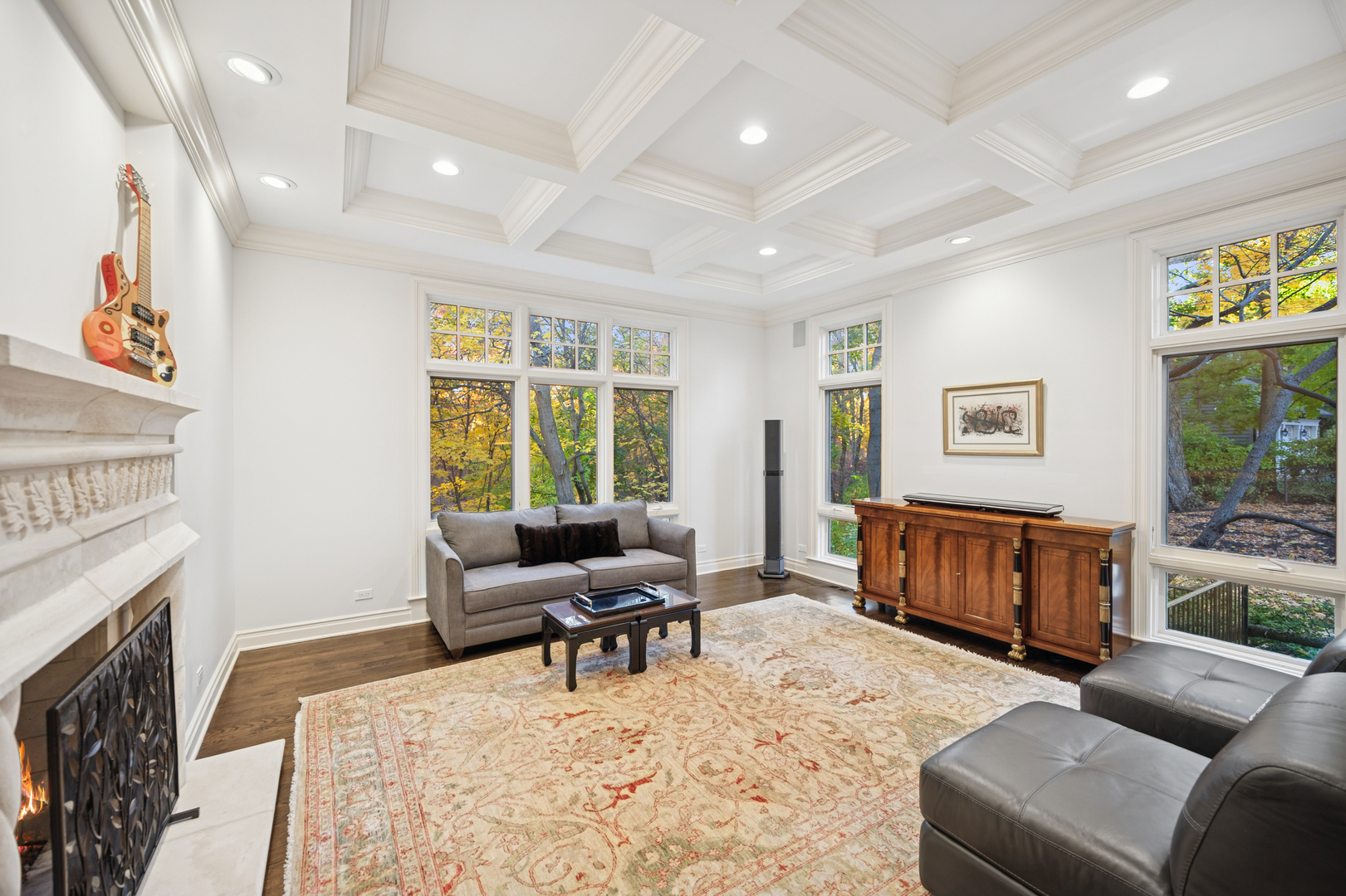 130 Maple Hill Road Glencoe, IL 60022 - Photo 17 of 47 a living room with furniture and a flat screen tv