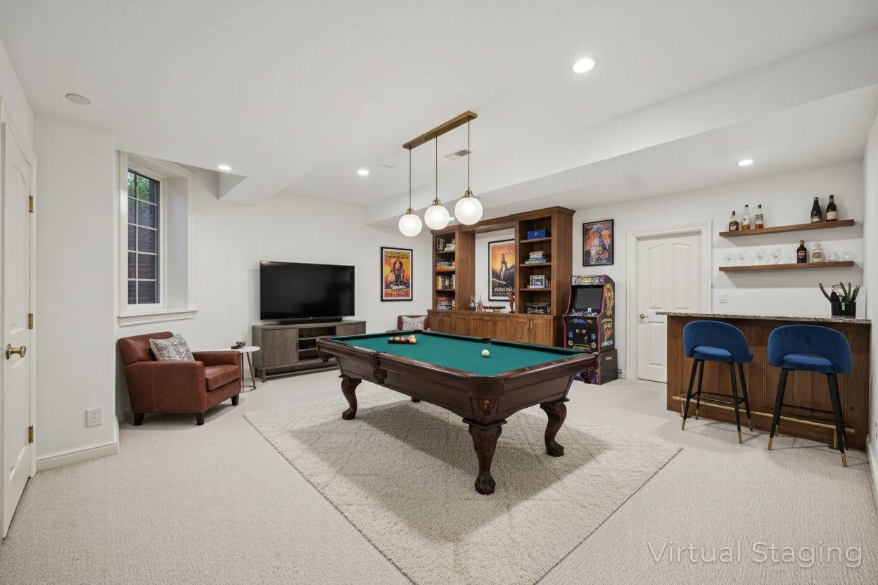 130 Maple Hill Road Glencoe, IL 60022 - Photo 34 of 47 a living room with furniture pool table flat screen tv and windows