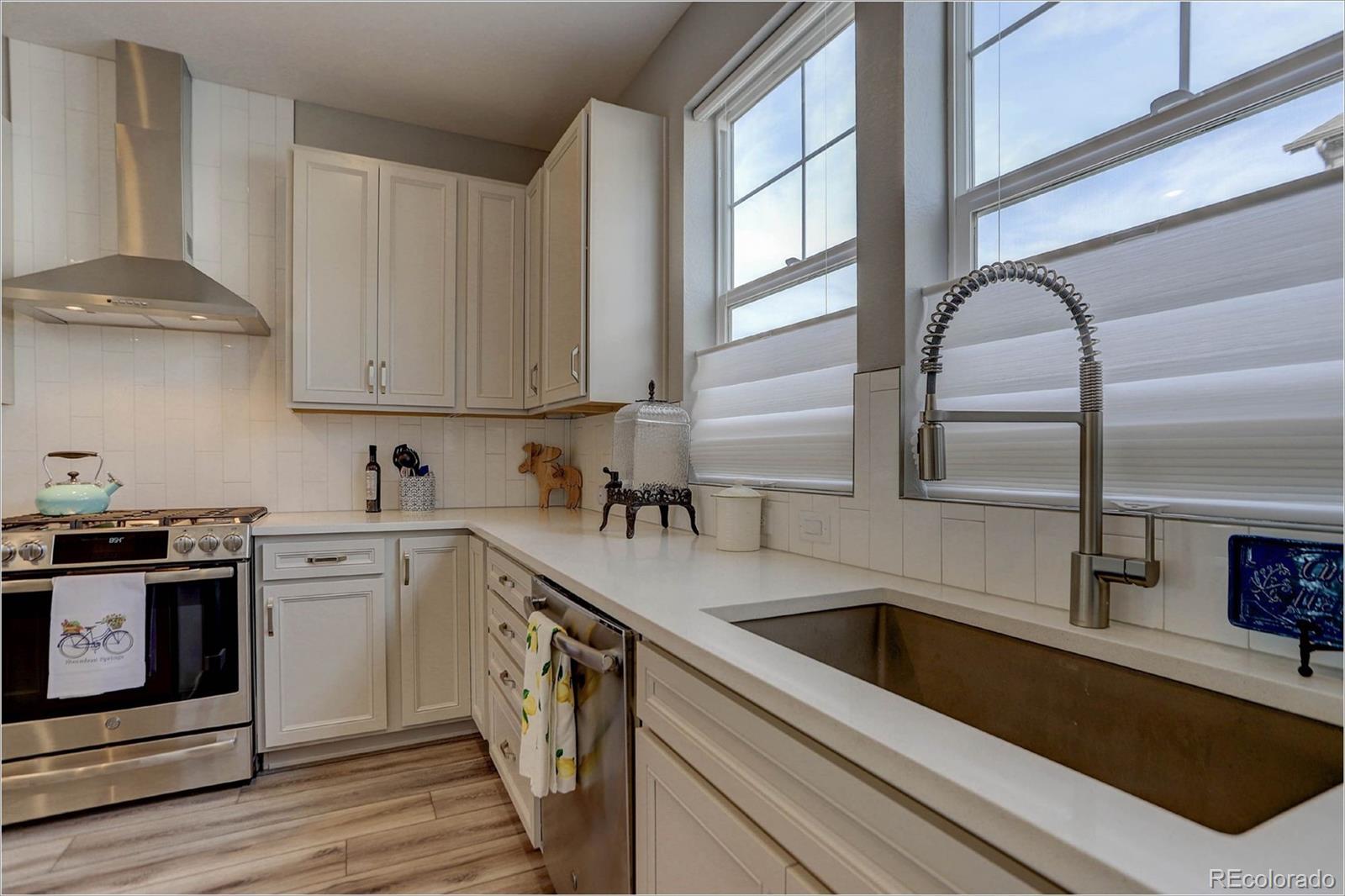8928 Delacorte Street Highlands Ranch, CO 80129 - Photo 10 of 26 a kitchen with a sink cabinets and stainless steel appliances