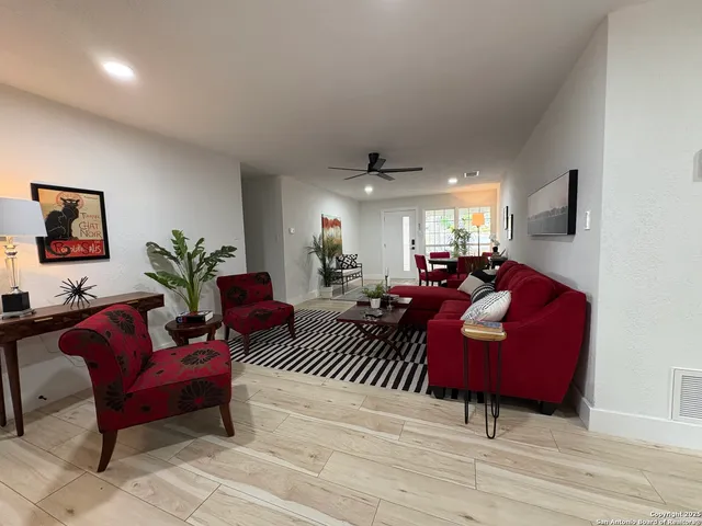 a living room with furniture
