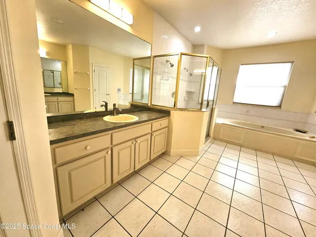 a bathroom with a sink a mirror and a shower