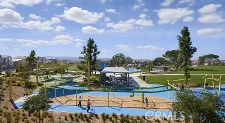 a swimming pool with outdoor seating and lake
