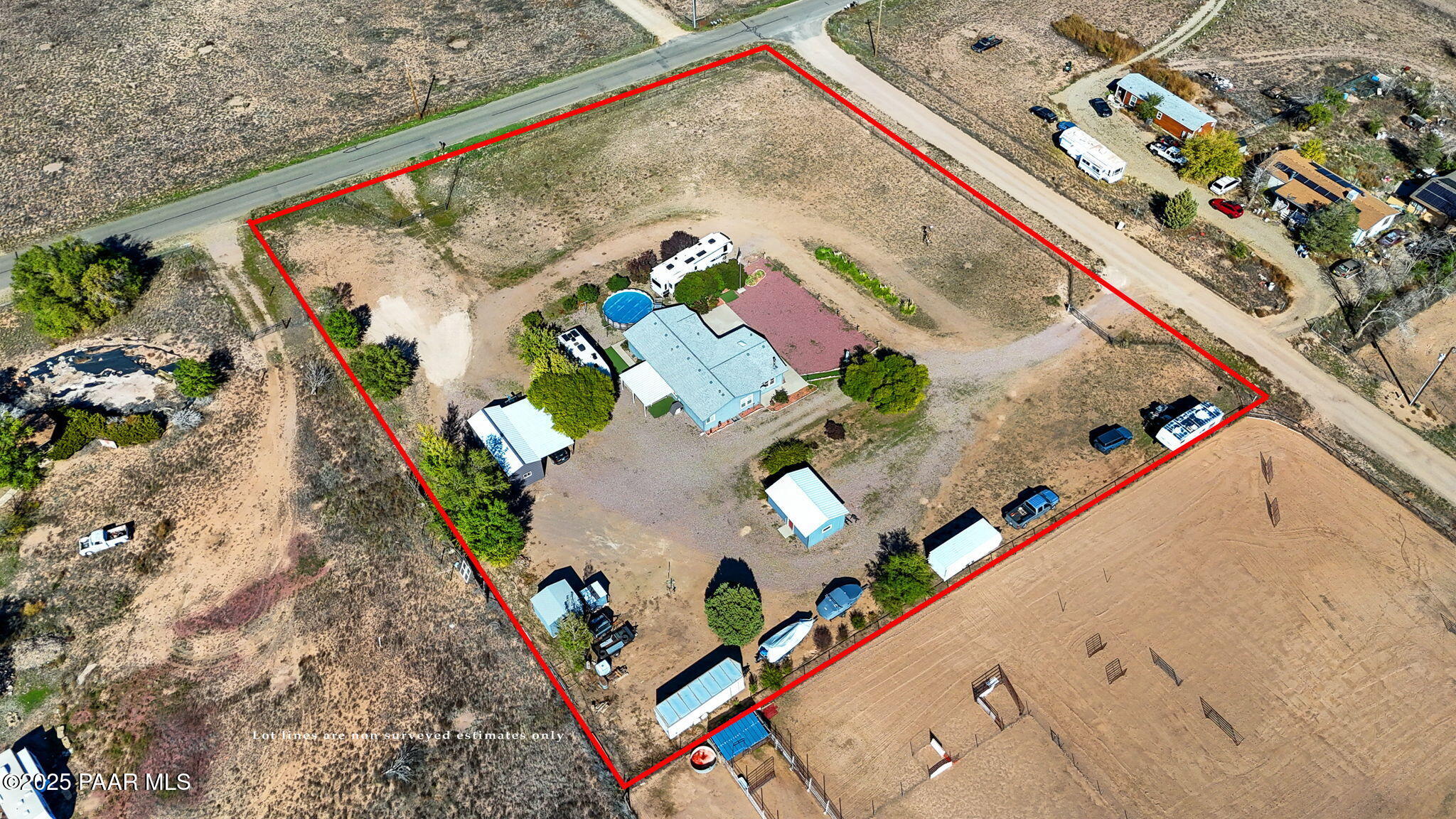 499 Rolling Hills Road Paulden, AZ 86334 - Photo 33 of 37 43-Birds Eye with Lot Lines
