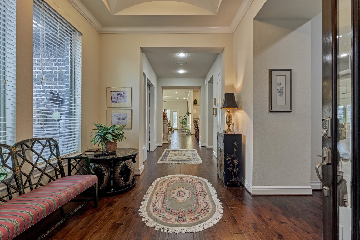 7430 Kearney Hill Lane Spring, TX 77389 - Photo 7 of 47 Lovely foyer with trey ceilings, crown molding and a view to the courtyard