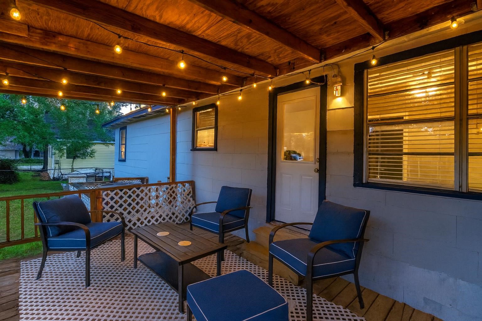 a outdoor living space with furniture