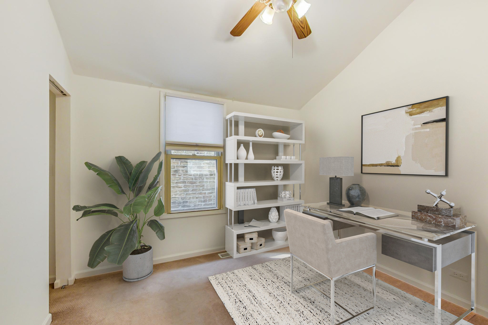 2035 West Rice Street Chicago, IL 60622 - Photo 12 of 27 a workspace with furniture and a potted plant