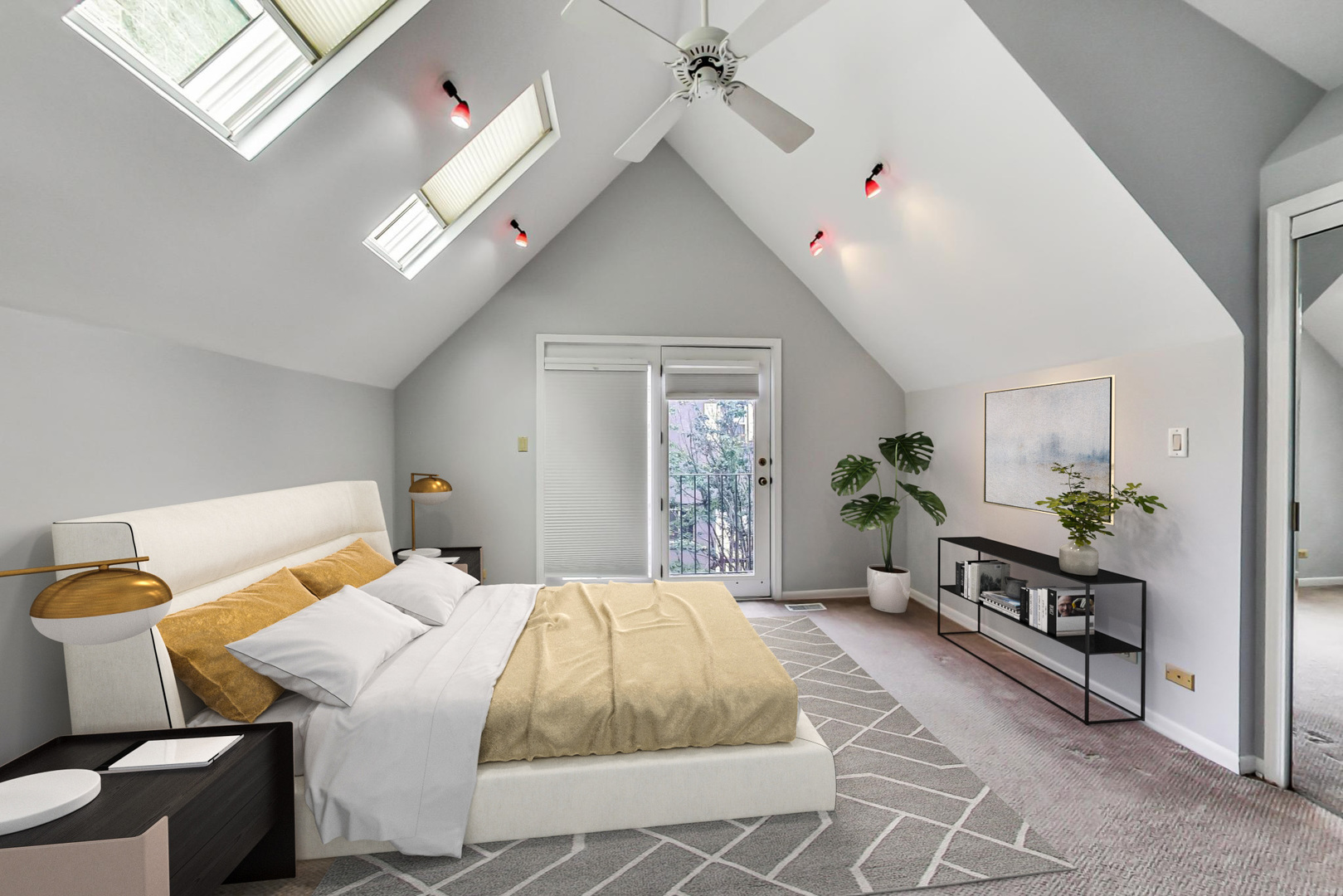 2035 West Rice Street Chicago, IL 60622 - Photo 14 of 27 a bedroom with a bed and a chandelier