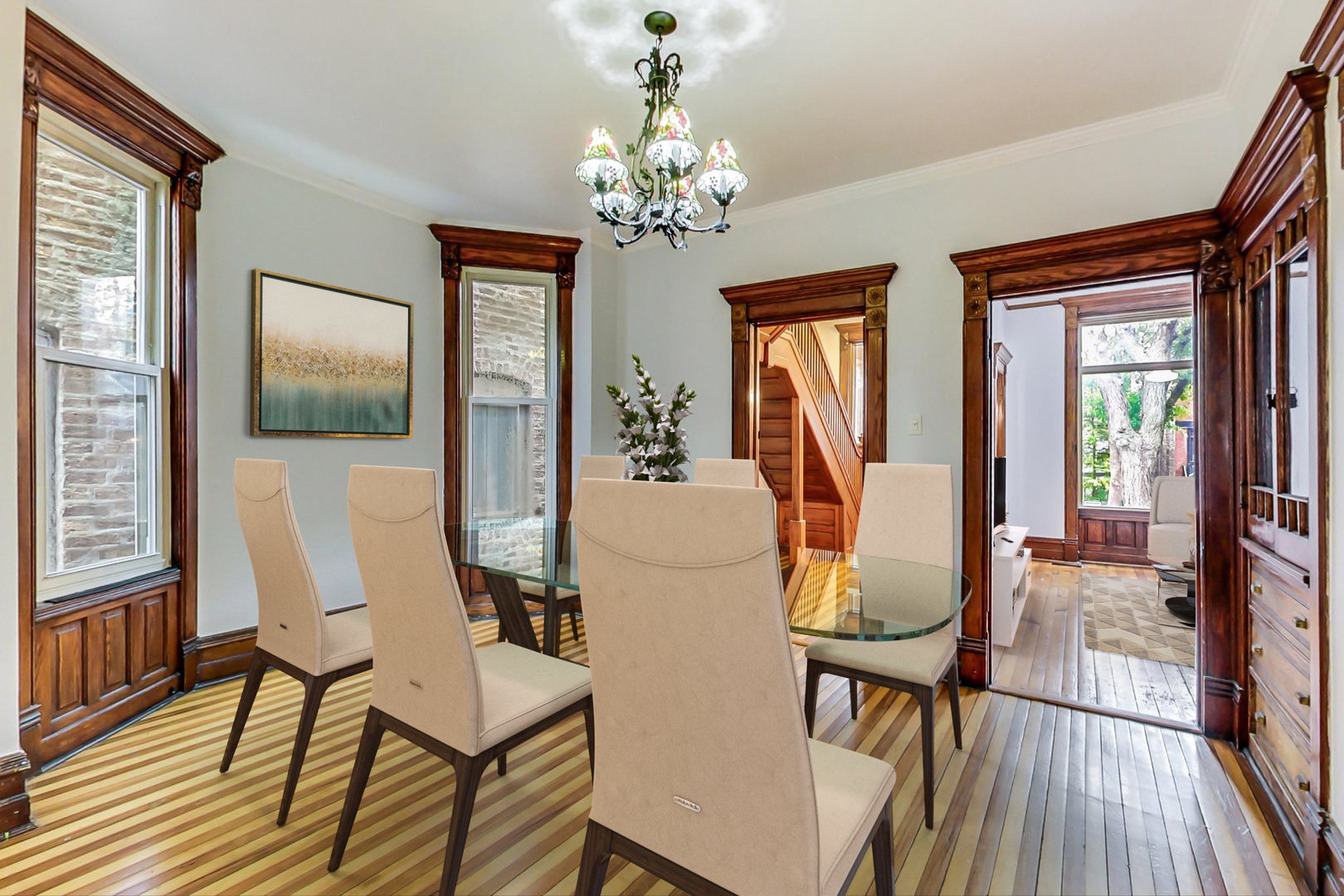2035 West Rice Street Chicago, IL 60622 - Photo 6 of 27 a dining room with furniture a livingroom and chandelier