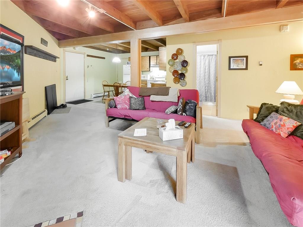 8100 Ryan Gulch Road, Unit E206 Silverthorne, CO 80498 - Photo 21 of 32 a living room with furniture and a chandelier