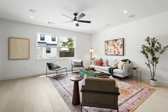 a living room with furniture