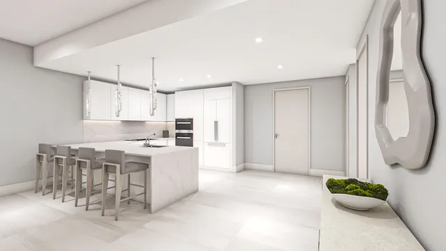 a kitchen with a sink and cabinets