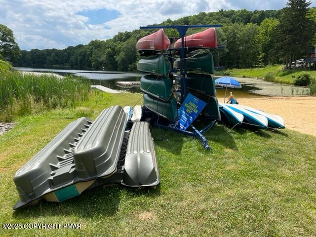 2196 Scarborough Way Bushkill, PA 18324 - Photo 38 of 58 an aerial view of a house with a yard table and chairs