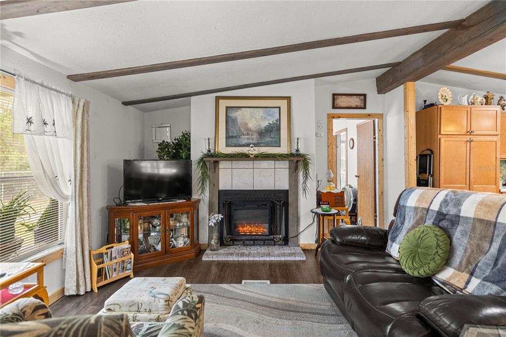 17172 Northeast 37th Terrace Citra, FL 32113 - Photo 21 of 38 a living room with furniture a flat screen tv and a fireplace