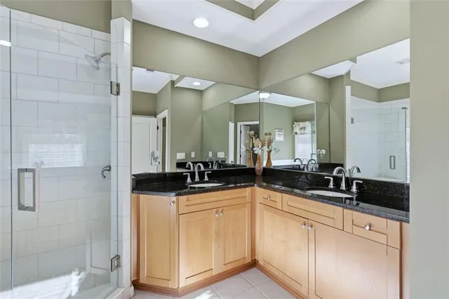 an empty room with a bathroom