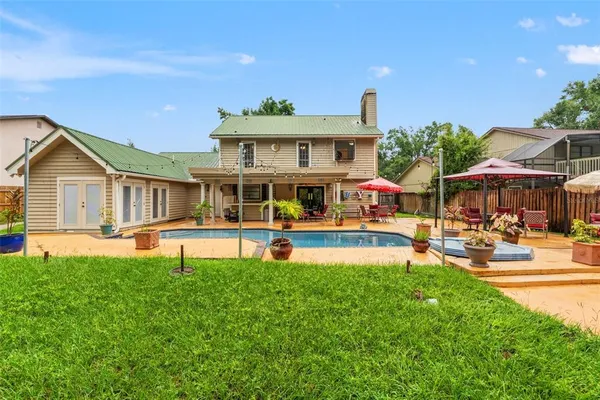a bathroom with a white bathtub