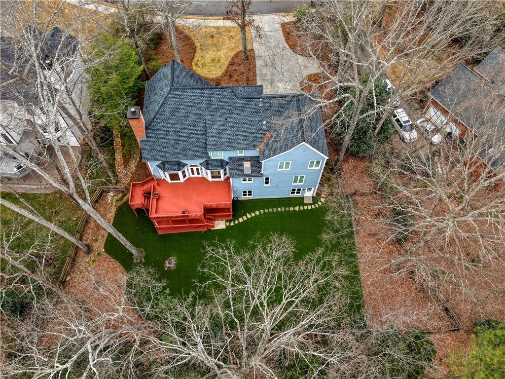 715 Winterwind Way Roswell, GA 30075 - Photo 81 of 83 an aerial view of a house with a backyard and garden