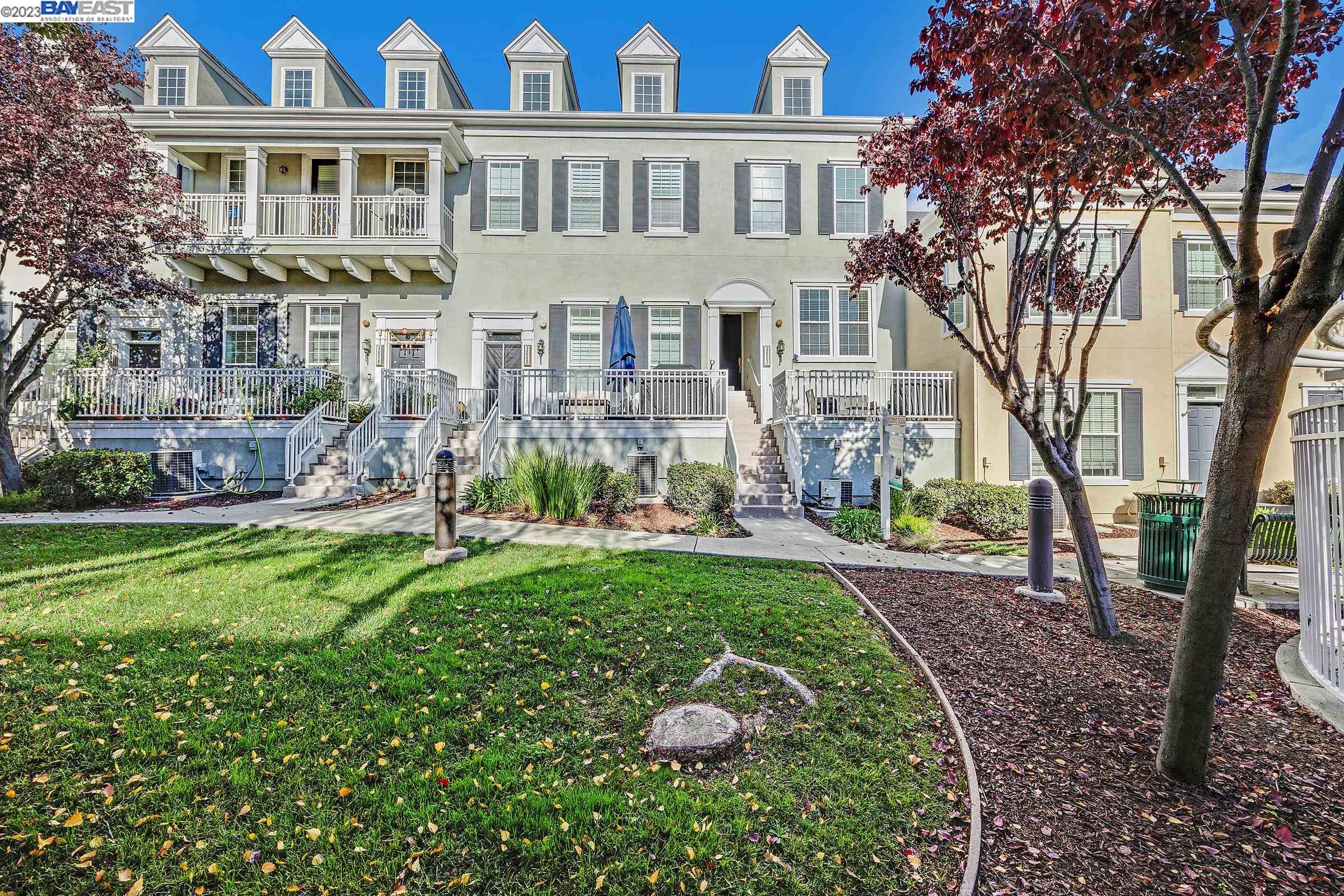 a view of a big yard and a large tree