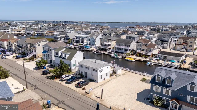 an aerial view of a building with outdoor space