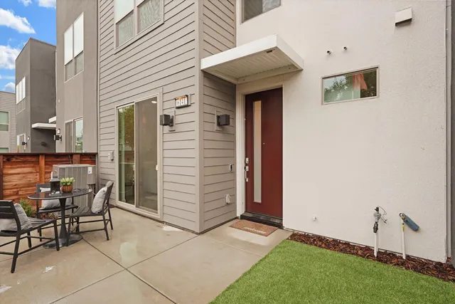 a view of a house with a large window