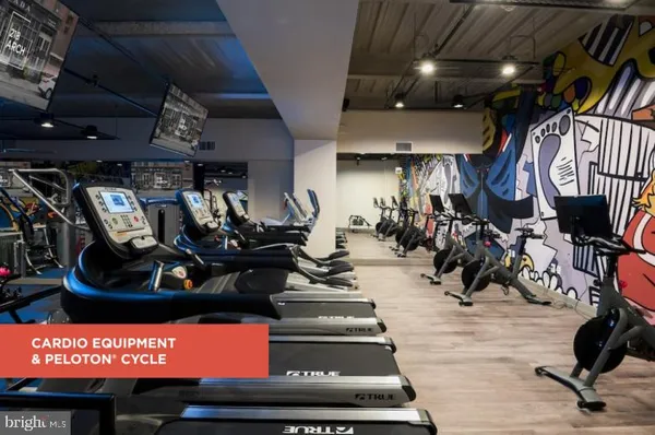 a room with gym equipment