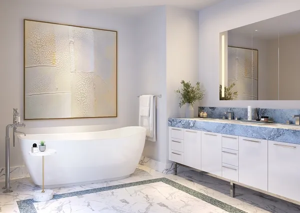 a bathroom with a bathtub and a sink