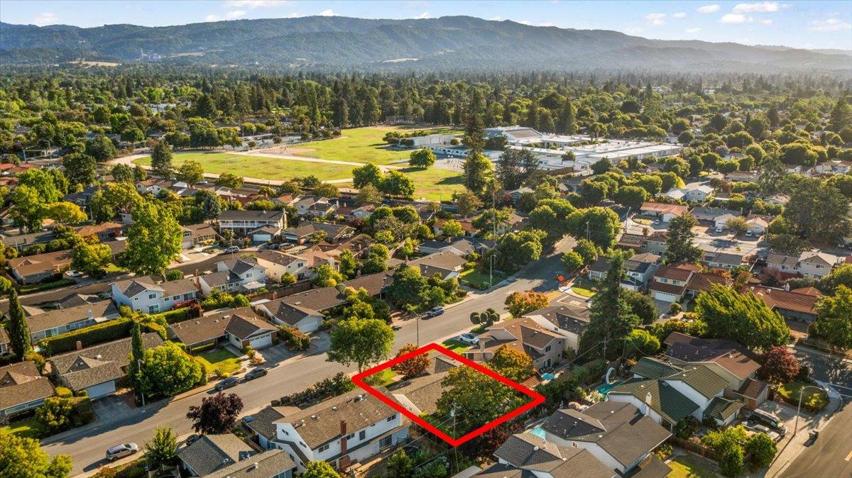877 West Knickerbocker Drive Sunnyvale, CA 94087 - Photo 47 of 51 an aerial view of residential houses with outdoor space and trees