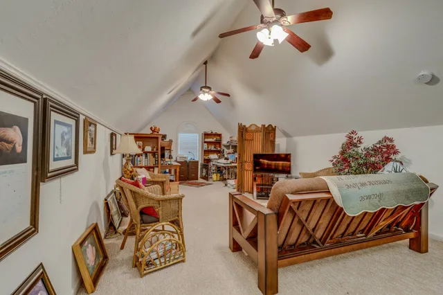 a backyard of a house with large trees