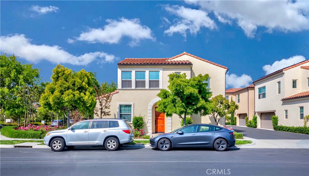 a car parked in front of a house