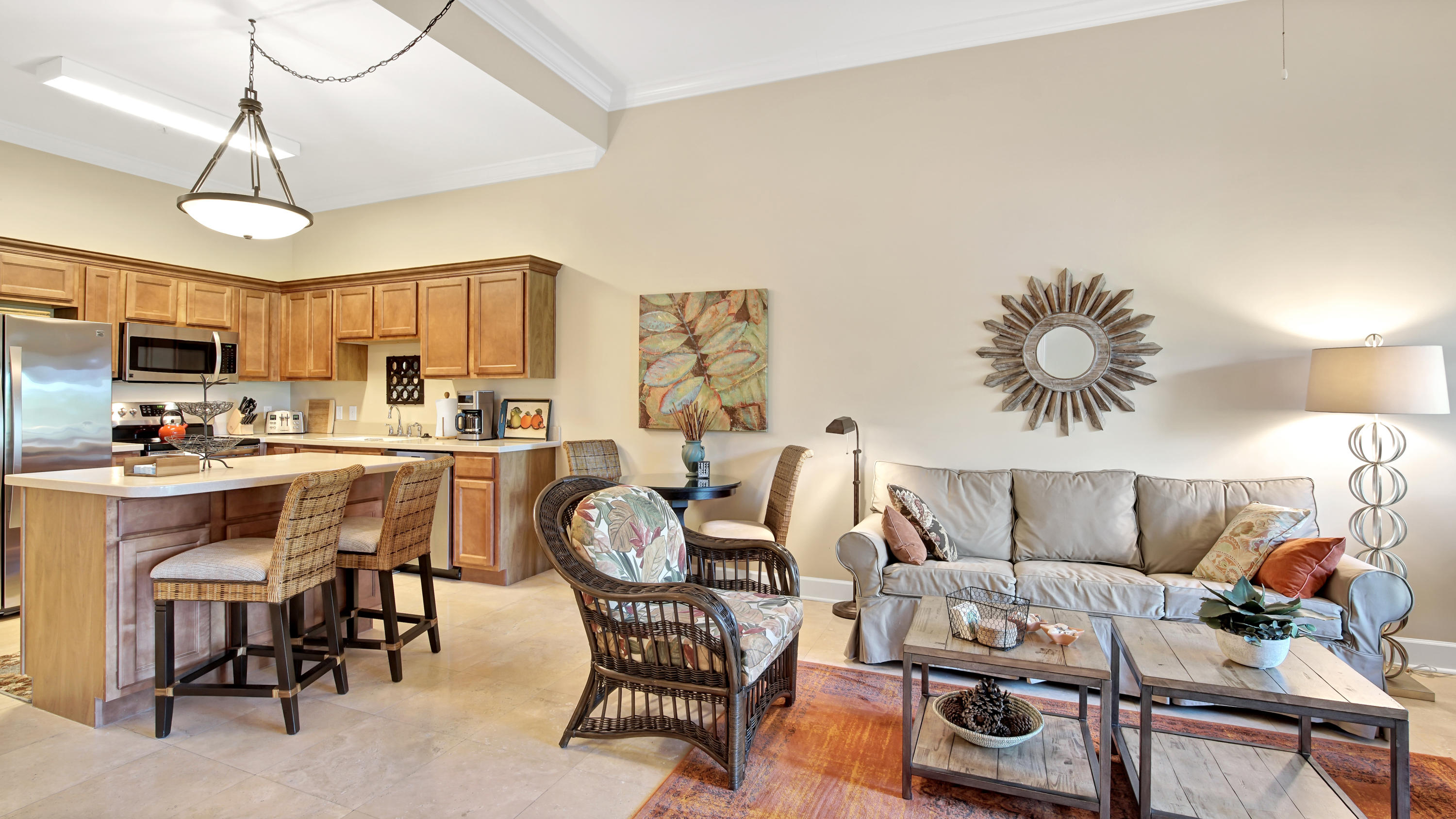 231 Somerset Bridge Road, Unit 1404 Santa Rosa Beach, FL 32459 - Photo 16 of 40 a living room with furniture and kitchen view