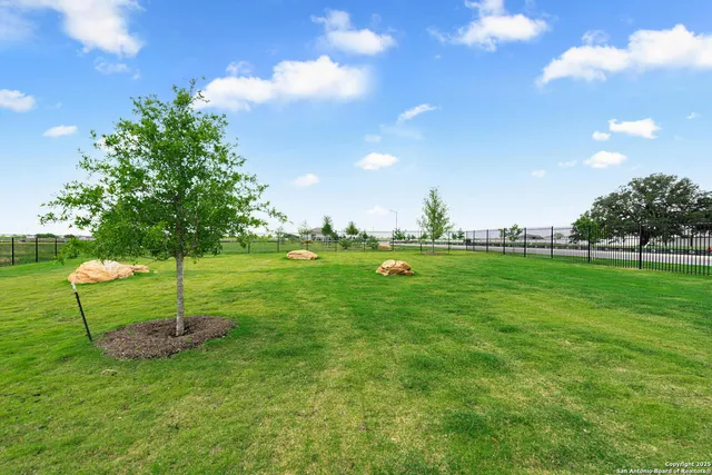 a backyard of a house with lots of green space