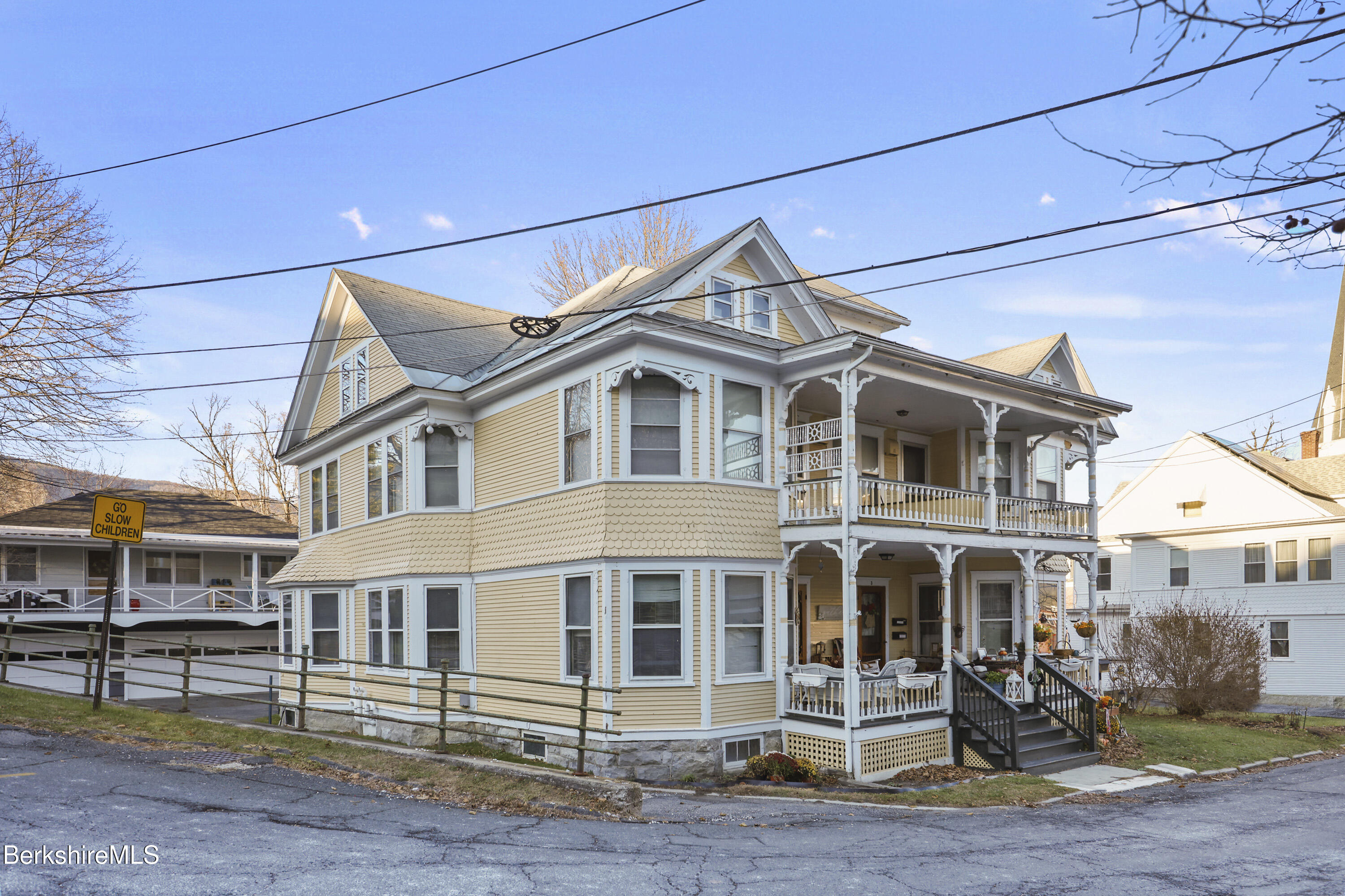 a front view of a large white building