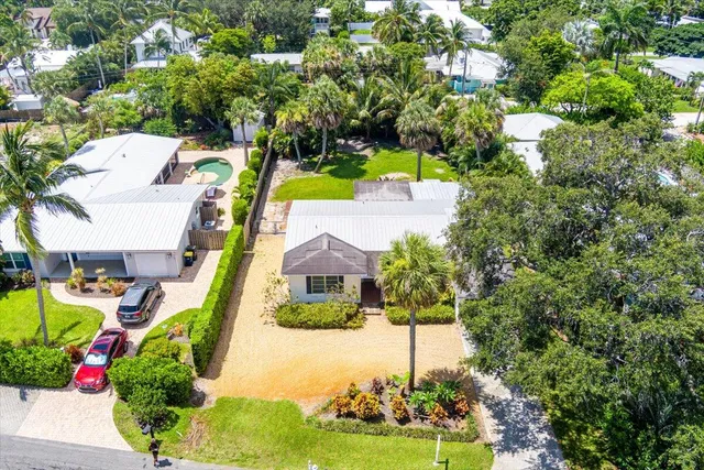 an aerial view of a house