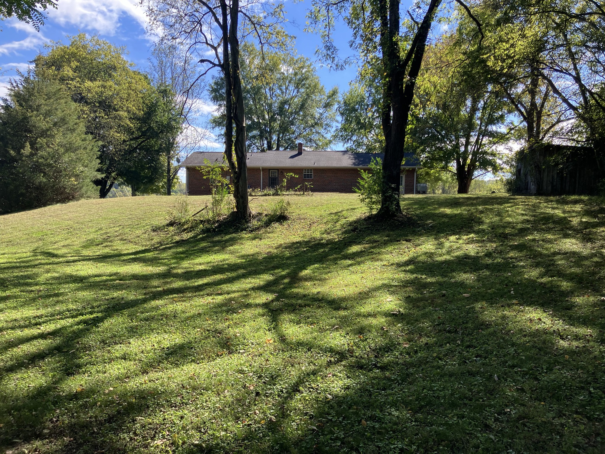 3411 Booker Ridge Road Mount Pleasant, TN 38474 - Photo 2 of 13 a backyard of a house with a yard and large trees