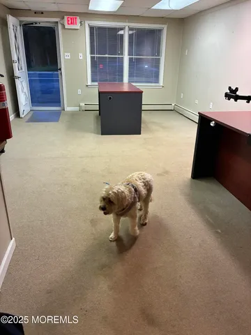 a view of a livingroom with furniture and cabinet