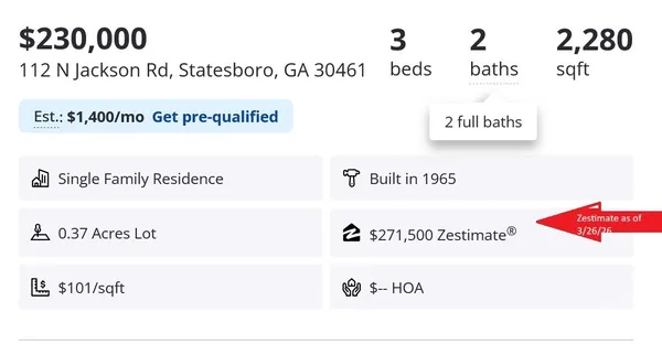 $230,000 | 112 North Jackson Road, Statesboro, GA 30461