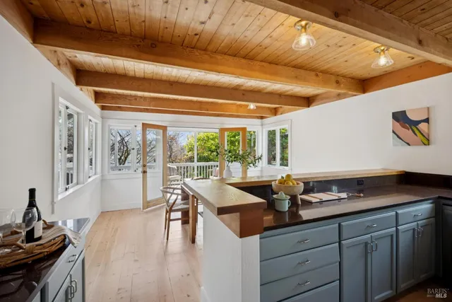 a view of a patio on the roof deck