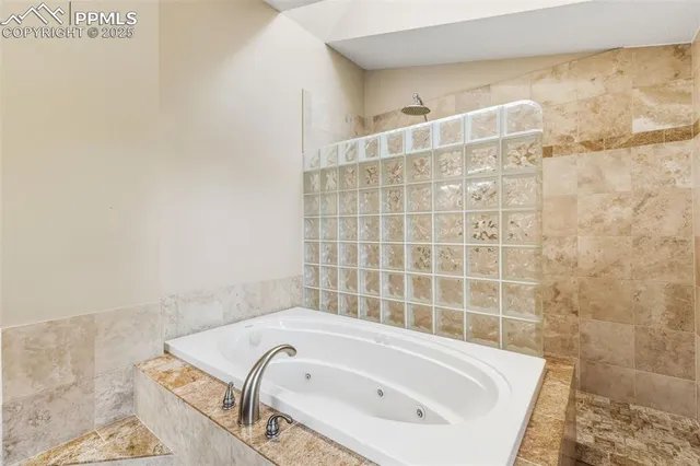 a bathroom with a bathtub