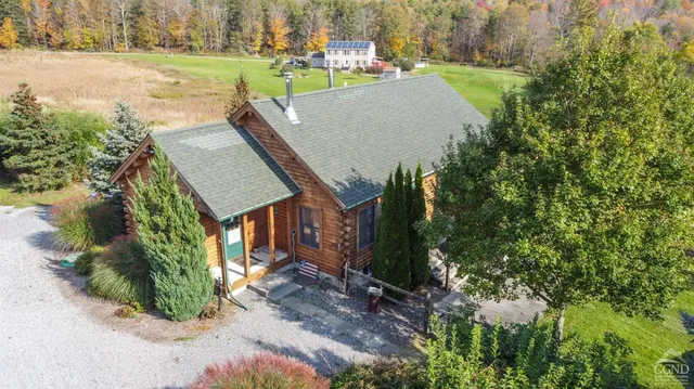 a view of a lake with a park