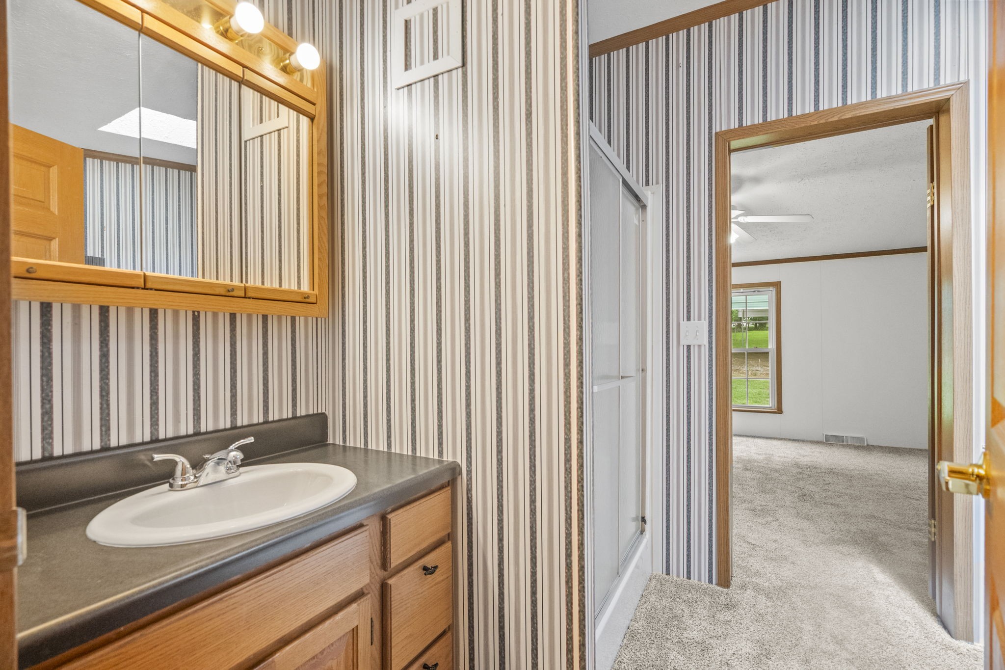 4012 Armstrong Road Springfield, TN 37172 - Photo 32 of 39 a bathroom with a granite countertop sink and a mirror
