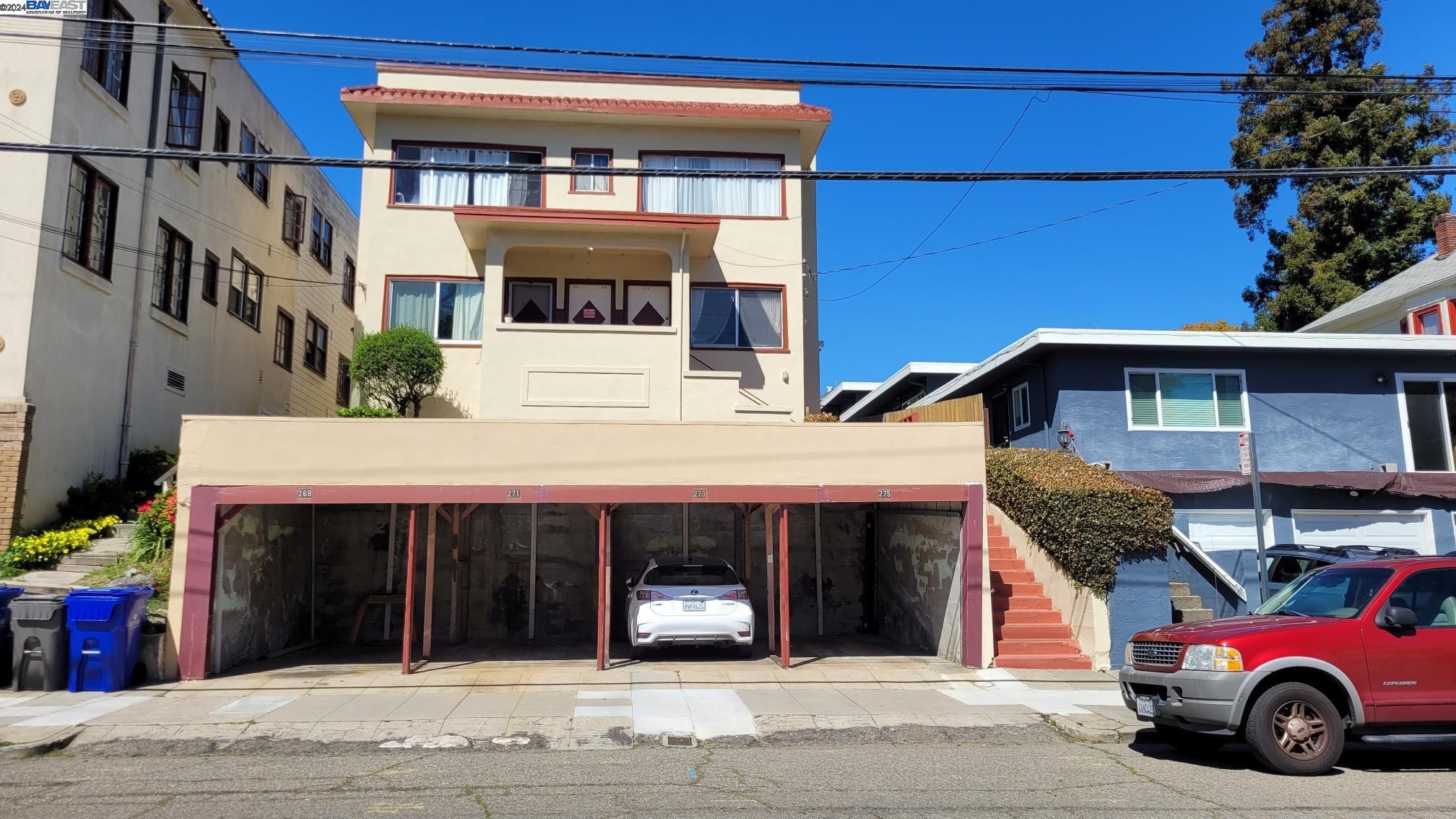 a car parked in front of a building