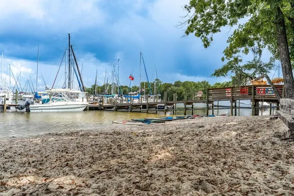 a view of lake and boats