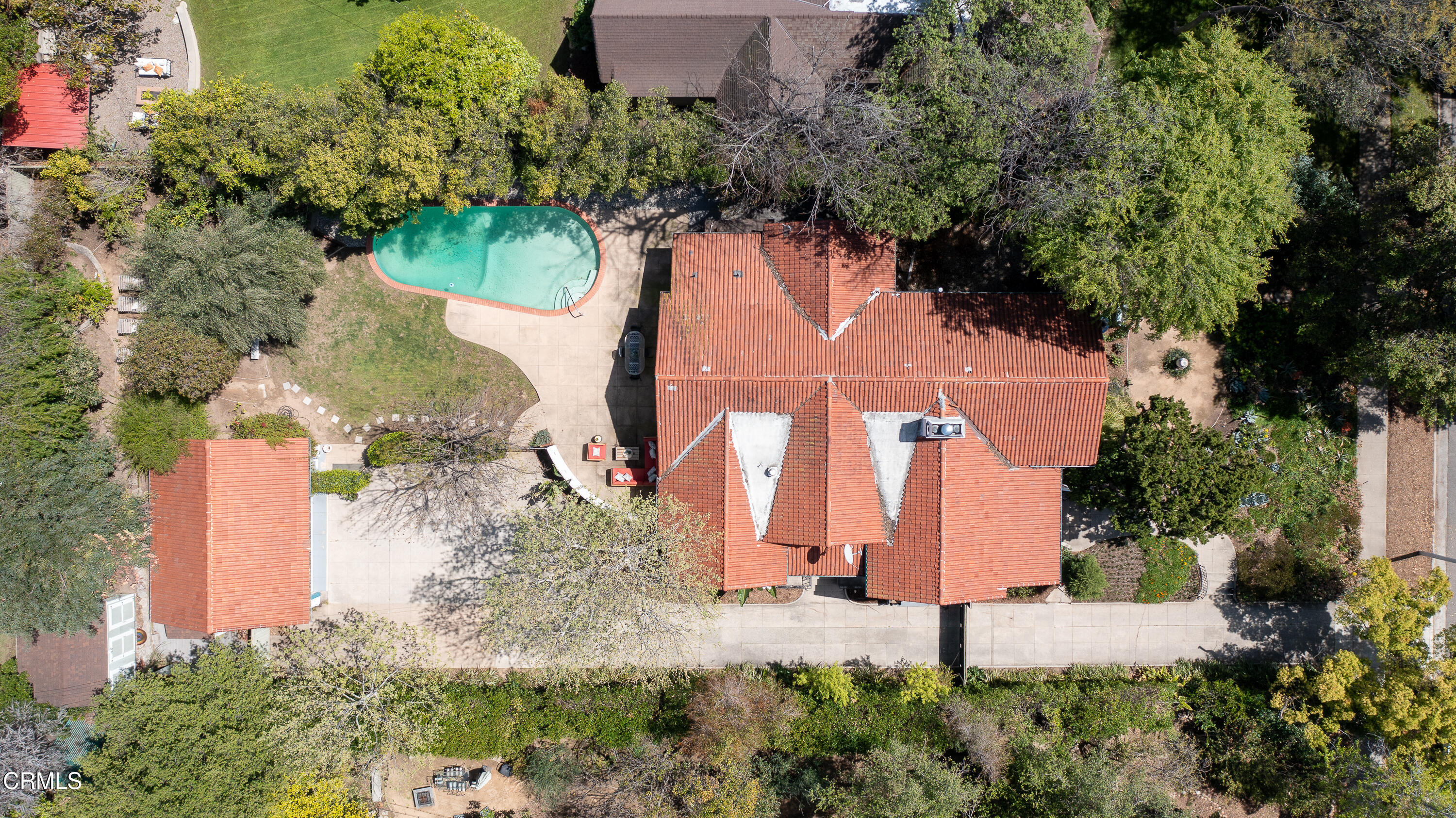 1073 Atchison Street Pasadena, CA 91104 - Photo 64 of 66 an aerial view of a house with a yard and garden