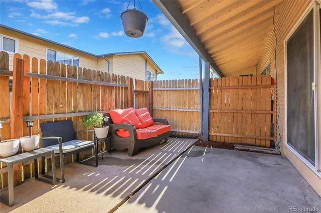 a outdoor space with furniture